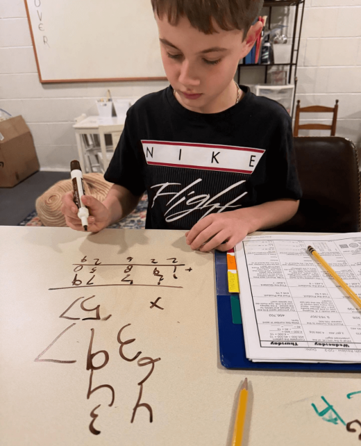 boy doing math